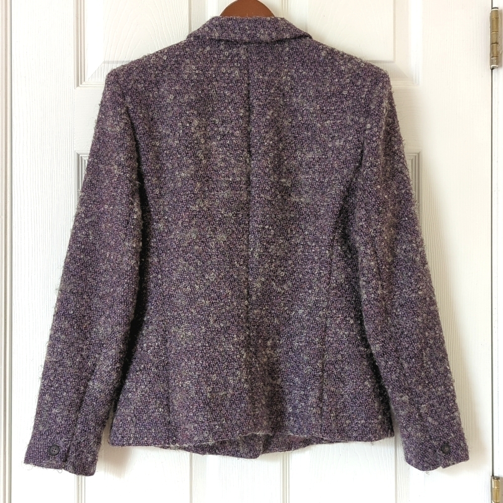 Jones New York 90's Vintage Wool & Silk Speckled Twill Blazer Jacket Purple 6 - Picture 13 of 14